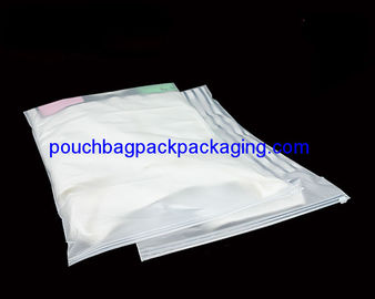 Custom slide garment bag, zip lock on top, printed zipper on top pouch bag