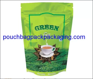 Stand up pack pouch for tea packaging with zip lock, doypack with zipper