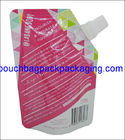 Juice packing bag with spout, stand up spout pouches plastic for food packaging supplier