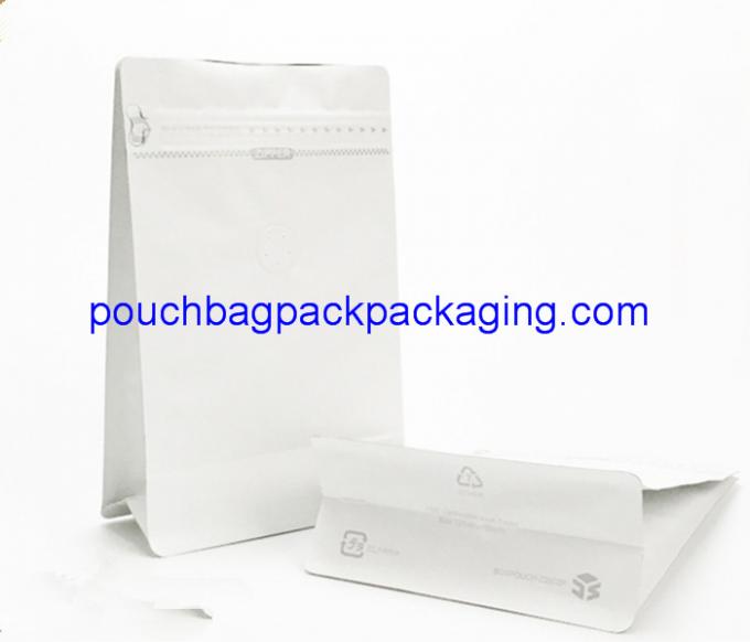 White stand up side gusset zipper bags square block flat pouch bag with zipper