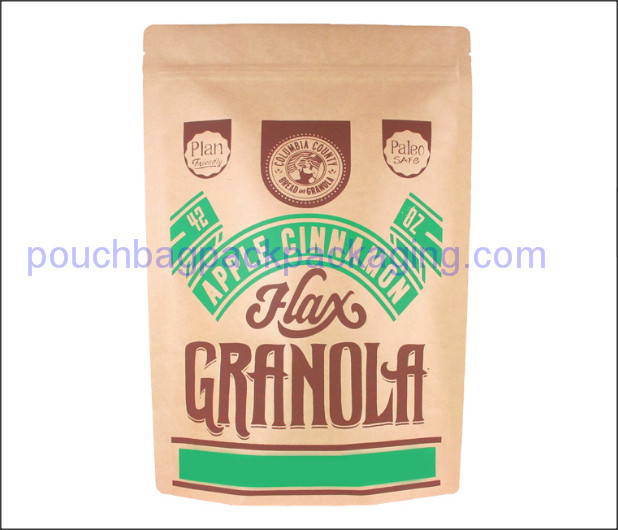 kraft paper pouch, paper doypack plastic, stand up pouch 120 x 160+40mm