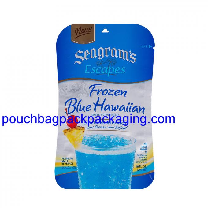 Aluminium packaging bag printed, heat seal pack foil bag for beverage 296ml