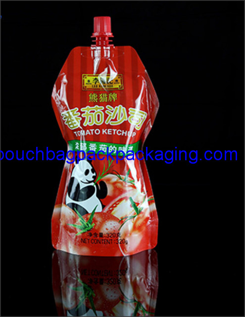 Custom printed stand Spout pouches for juice beverage sauce ketchup 320 g