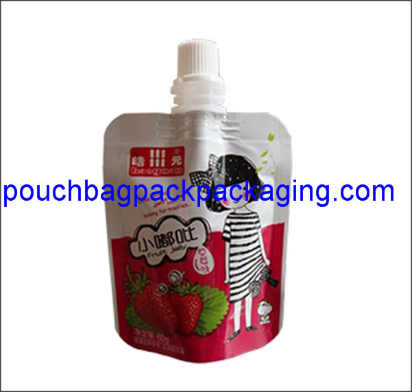 Aluminum foil spout pouch, High barrier laminated stand up spout pouch shape bag for juice packaging