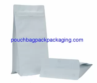 Kraft paper coffee bag, block bottom pouch bag, front zip lock for packaging