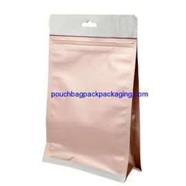 Kraft Paper Stand Up food Bag / Flat Bottom Pouch with Reusable Side Zipper. (25pcs one bundle) supplier