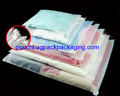 Custom slide garment bag, zip lock on top, printed zipper on top pouch bag supplier
