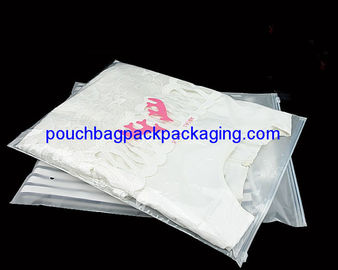 Printed CPE garment Zip Lock Bags, slide zip garment pouch bag supplier