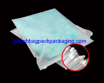 Printed CPE garment Zip Lock Bags, slide zip garment pouch bag supplier