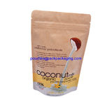 Zip lock kraft paper pouch bag, stand up kraft zipper bag for coconut milk supplier