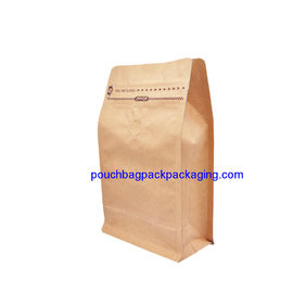 Flat bottom kraft paper bag, stand up bottom kraft pouch bag for food supplier