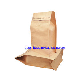 Flat bottom kraft paper bag, stand up bottom kraft pouch bag for food supplier