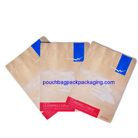 Printed kraft paper bag with zipper, zip lock stand up kraft paper bag supplier