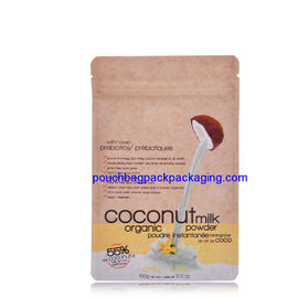 Printed kraft paper bag with zipper, zip lock stand up kraft paper bag supplier