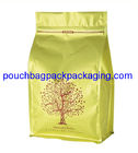 Flat bottom zipper coffee bag, stand up bottom coffee pack bag with zip lock supplier