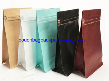 Flat bottom pouch bag with zip lock and valve for coffee packaging supplier