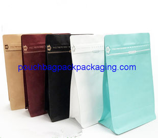 Block Square Flat Bottom bag, custom printing, with valve for coffee supplier