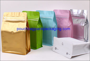 Block Bottom Coffee Bag With Front Zipper for 250g 500g 1kg packaging supplier