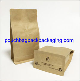 Kraft paper coffee bag, block bottom pouch bag, front zip lock for packaging supplier