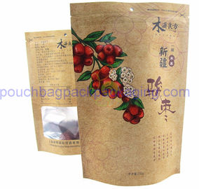 Kraft paper bag, stand up pouch with window and zip lock for food supplier