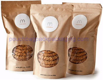 Kraft paper bag, stand up pouch with window and zip lock for food supplier