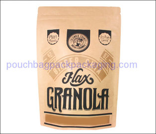 kraft paper packaging bag, aluminum foil stand up pouch with zip and notch supplier