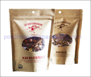 Brown kraft paper bag, stand up pouch with zipper resealable for food supplier