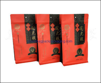 Block bottom bag, stand up pouch with flat bottom for food packaging supplier