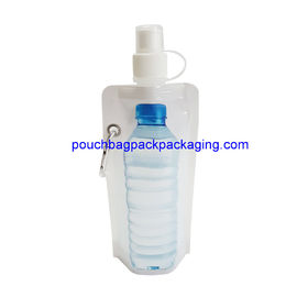 Portable stand up water pouch, folding water bottle, barrier feature and Plastic Material supplier