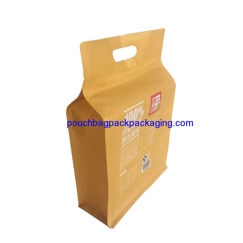 Kraft Side Gusset Flat Bottom Stand-Up Zip pouch, bottom stand up bags 30pcs one bundle supplier