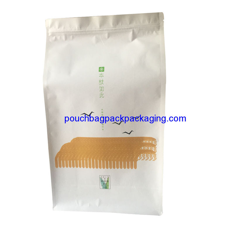 Standing Side Gusset flat bottom pouch, Quad Seal Flat Block bags supplier