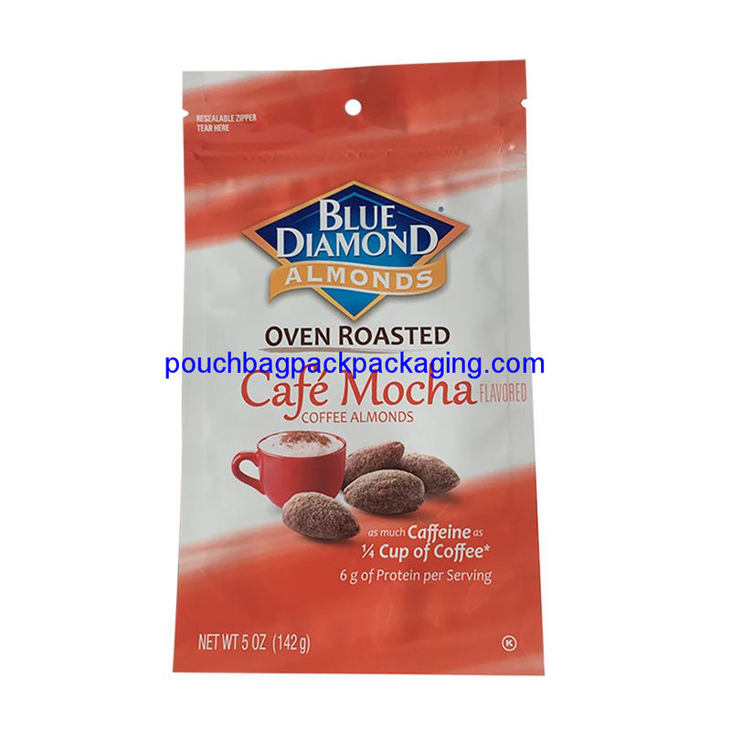 Custom stand up pouch with zipper, Printed Aluminum Foil standing zip bag for almond supplier