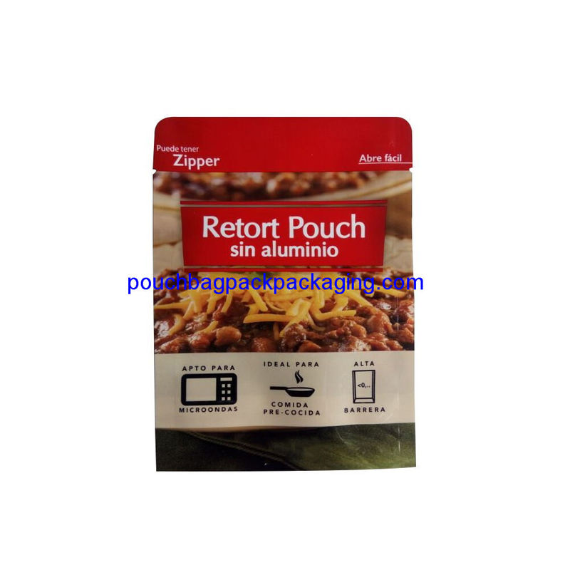 Aluminum stand up retort pouch for meat, retort stand up bags food grade supplier