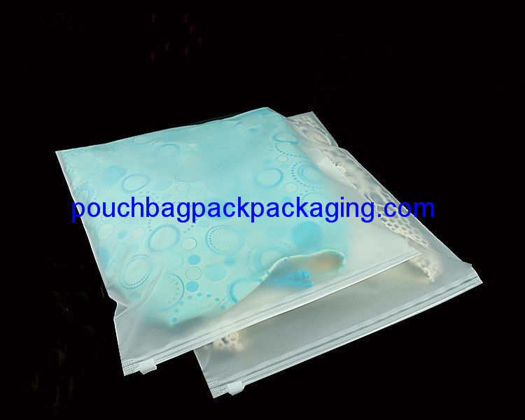 Custom slide zip lock garment pack bag, printed slide zip lock pouch bag supplier