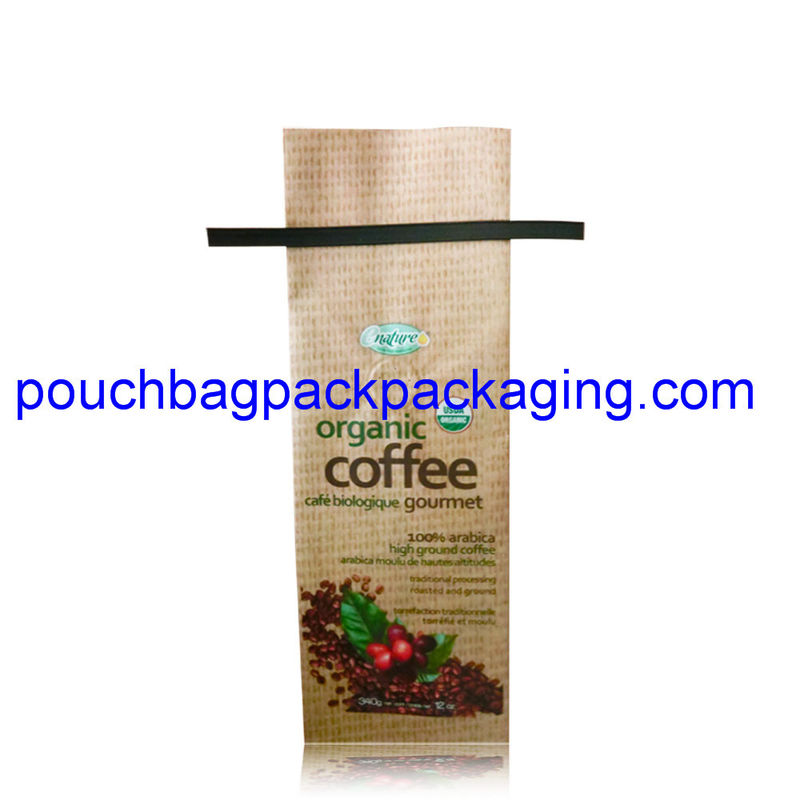 Kraft aluminium foil bag pack for coffee packaging with tin line supplier