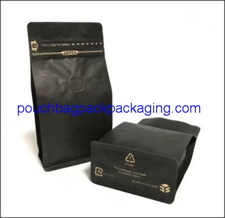 Flat bottom pouch bag with zip lock and valve for coffee packaging supplier