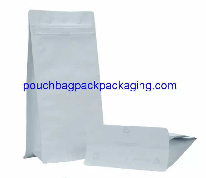 Kraft paper coffee bag, block bottom pouch bag, front zip lock for packaging supplier
