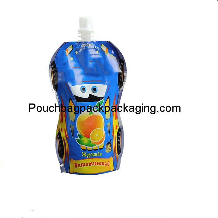 preformed juice spout bag, laminated juice bag with nozzle and spout supplier