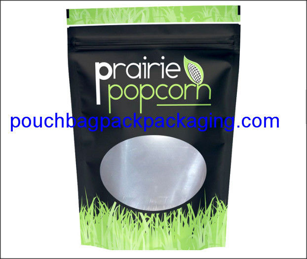 Printed foil stand up pouch, zip lock stand up bag with window for packaging supplier
