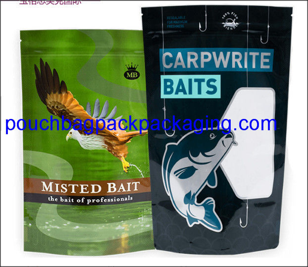 Stand up pouch, doypack with zip lock and tear notch for bird bait supplier