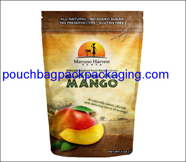 Color Printed stand up pouch, stand up bag with zip lock for mango supplier