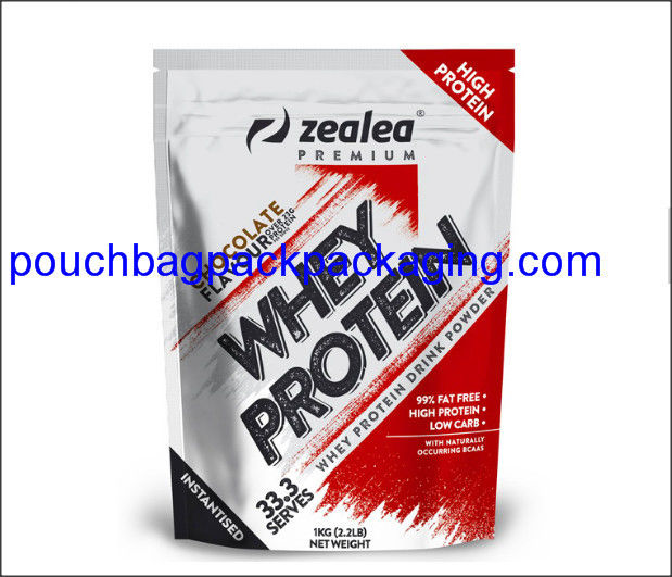 Zipper stand up pouch, Top zip lock plastic bag, Resealable aluminum foil bag for protein supplier