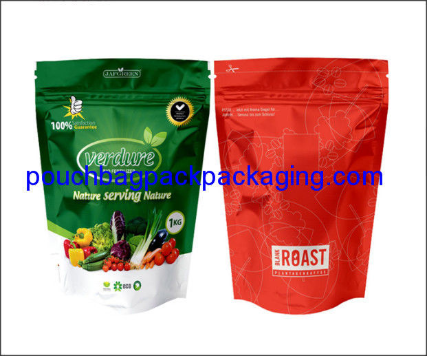 Aluminium foil stand up pouch, printed aluminium foil bag doypack with zipper for vegetable 1 KG supplier