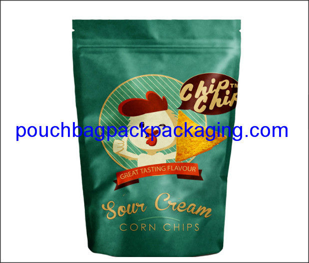 Stand up foil pouch with zip lock for Snow cream corn chips, aluminium doypack for chips supplier