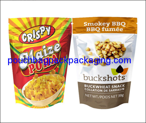 Aluminium foil pouch, stand up pack pouch for snack, foil zipper doypack for food packaging supplier