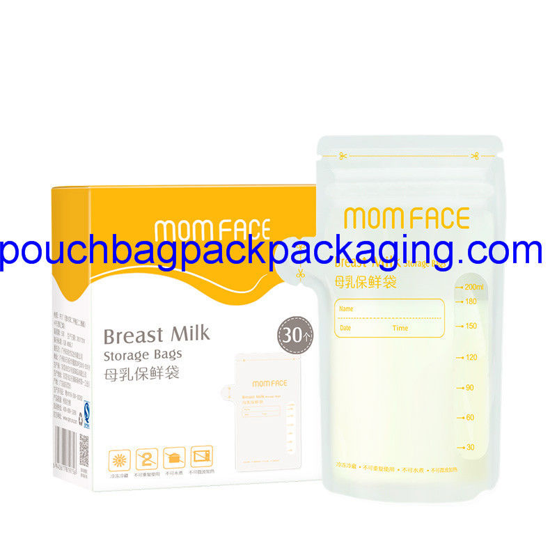 Matte breast milk storage bag, BPA free breast milk pouch bag 200ml supplier