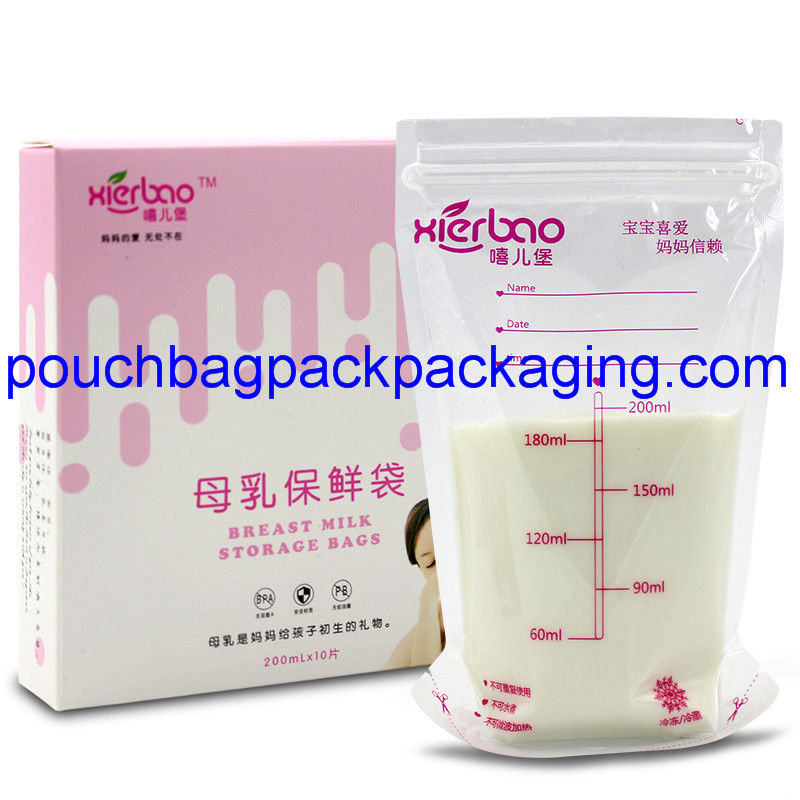 Pre-sterilized Breast milk Storage Bags with zip on top BPA free supplier